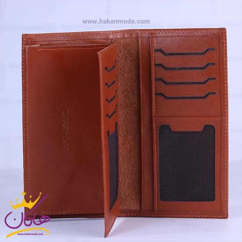 ست کیف کتی چرم و عینک مردانه چرمسال عسلی 180/3 — تصویر ۳