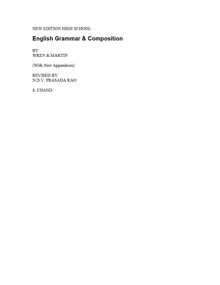کتاب دستور زبان و ترکیب انگلیسی رن و مارتین (Wren and Martin English Grammar) نسخه انگلیسی PDF | رن و مارتین