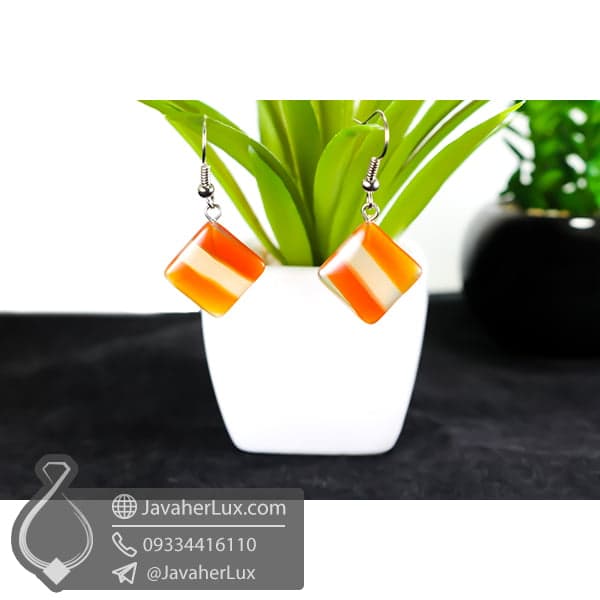 گوشواره سنگ عقیق _ کد : 400386 — تصویر ۲