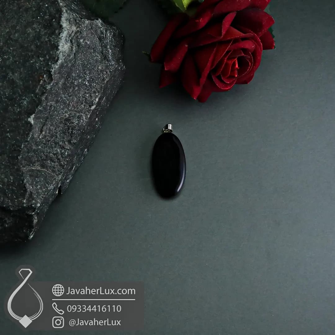 گردنبند سنگ عقیق سیاه زیبا و بی‌نظیر مدل داران _ کد : 400376 — تصویر ۷