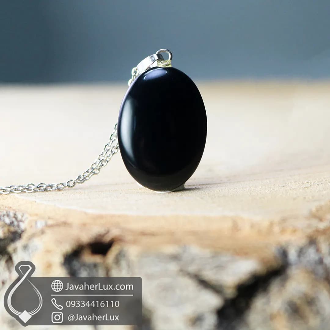 گردنبند سنگ عقیق سیاه اونیکس _ کد : 400372 — تصویر ۴