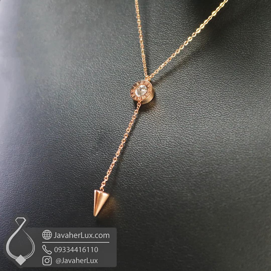 گردنبند استیل زنانه بولگاری رنگ رز گلد جواهرلوکس _ کد : 200289 — تصویر ۲