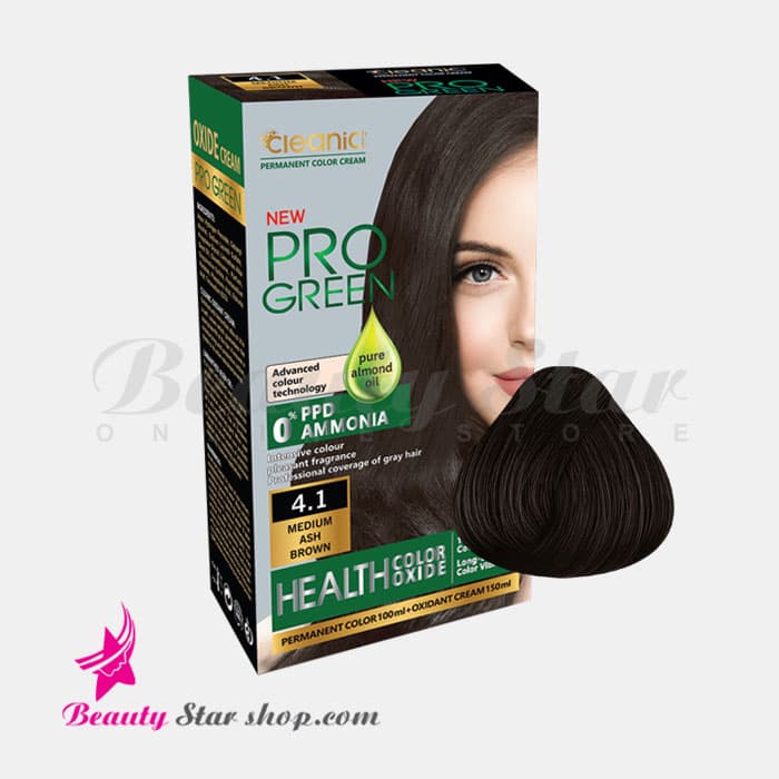 کیت رنگ مو خاکستری قهوه ای متوسط بدون آمونیاک کلینیک شماره 4.1