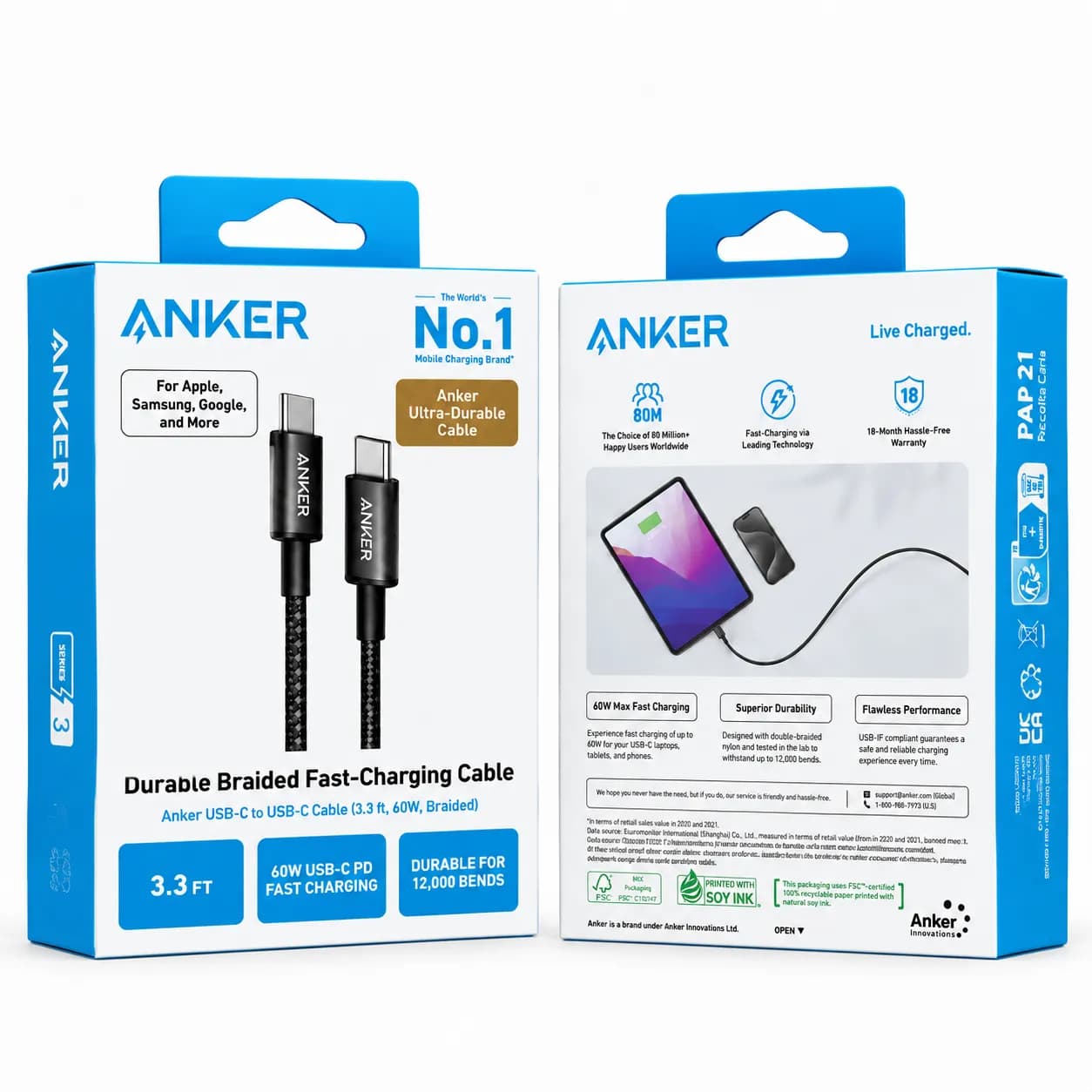 کابل دو سر تایپ سی انکر Anker A8752H11 طول 1متر — تصویر ۴
