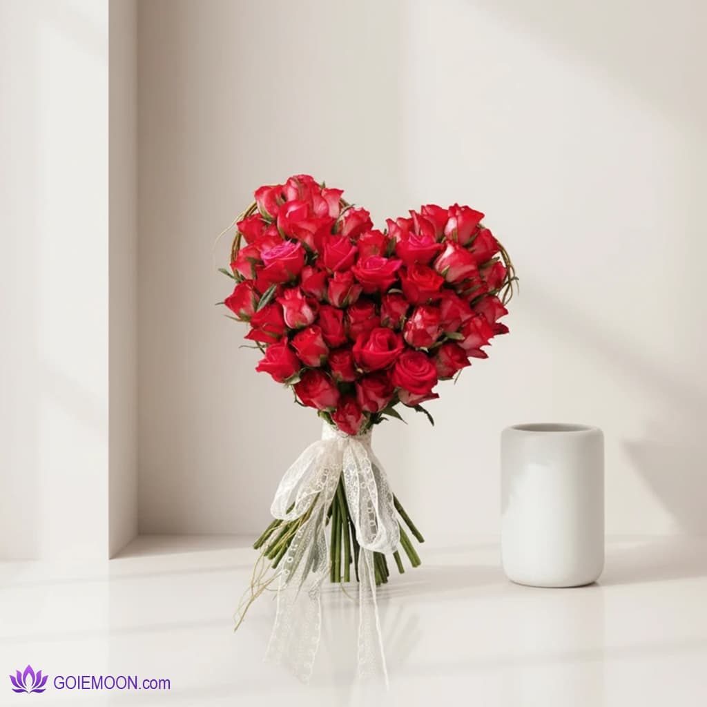 دسته گل قلب لیلی 50 شاخه