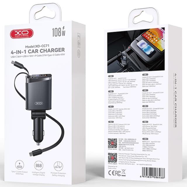 شارژر فندکی فست شارژ ایکس او XO مدل CC71 برای آیفون و اندروید — تصویر ۳