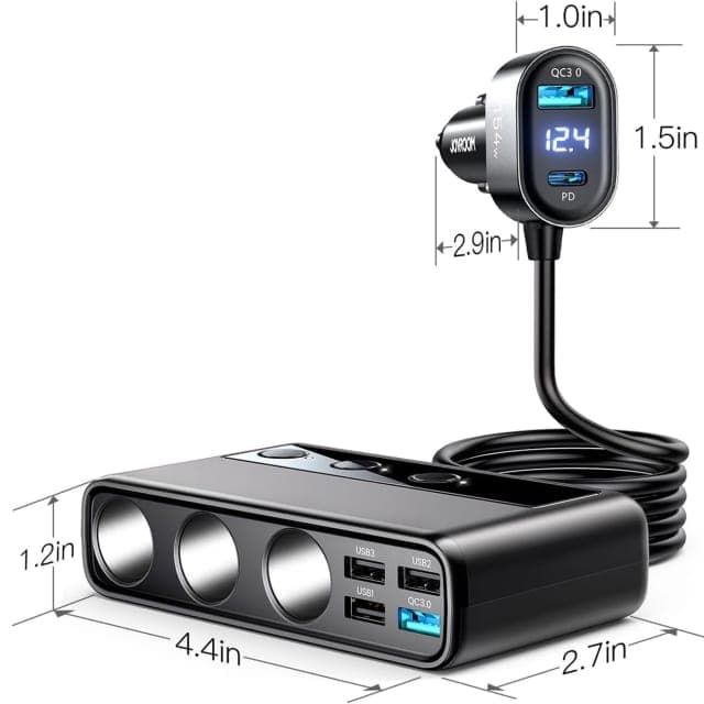 شارژر فندکی فست شارژ ماشین 210 وات تایپ‌سی و یو‌اس‌بی جویرم JR-CL06 — تصویر ۳