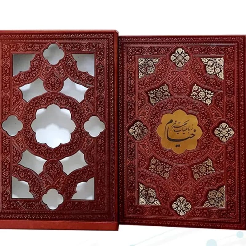خیام جیبی گلاسه 4زبانه چرم قابدار کشویی برشی — تصویر ۲
