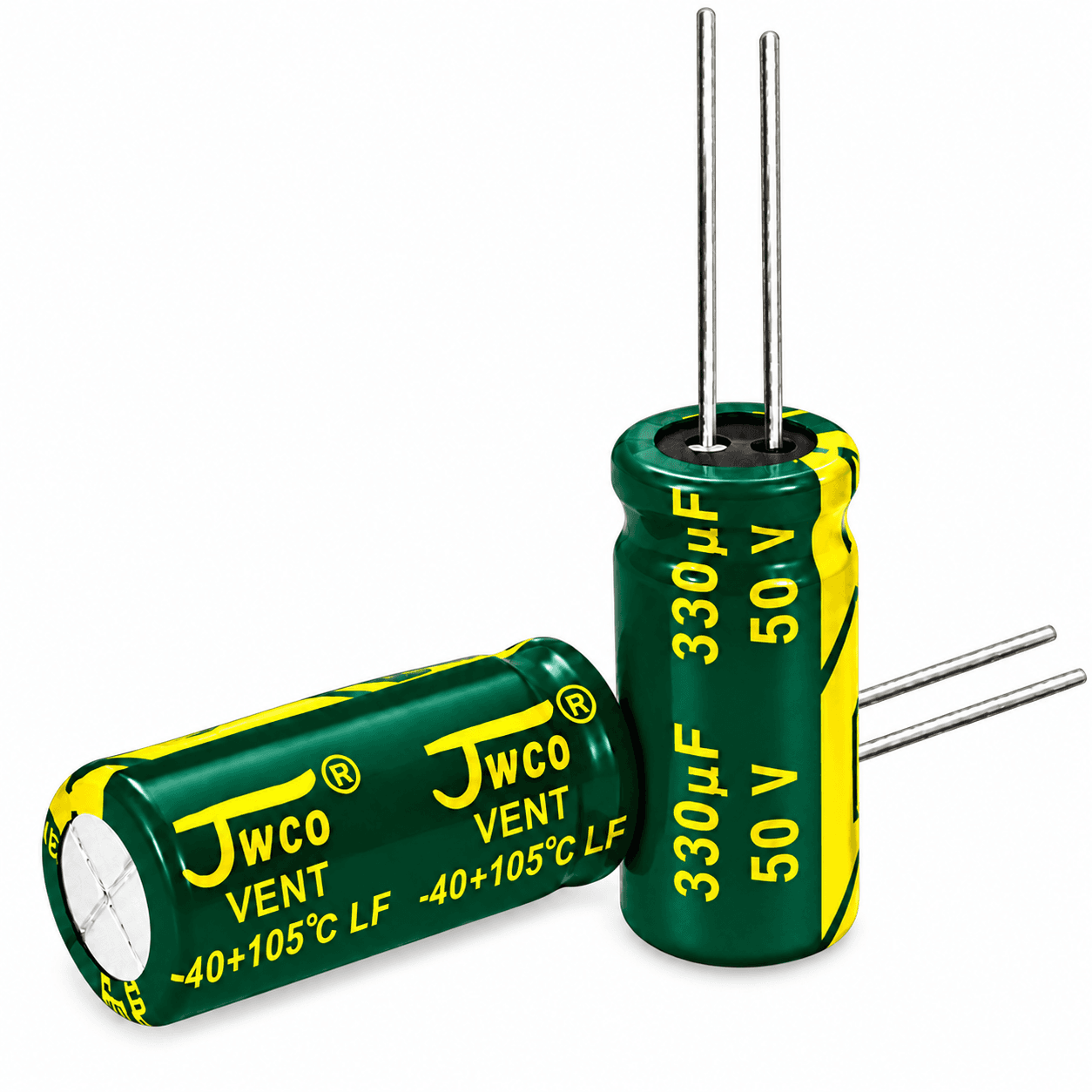 خازن الکترولیتی JWCO ظرفیت 330 میکروفاراد 50 ولت