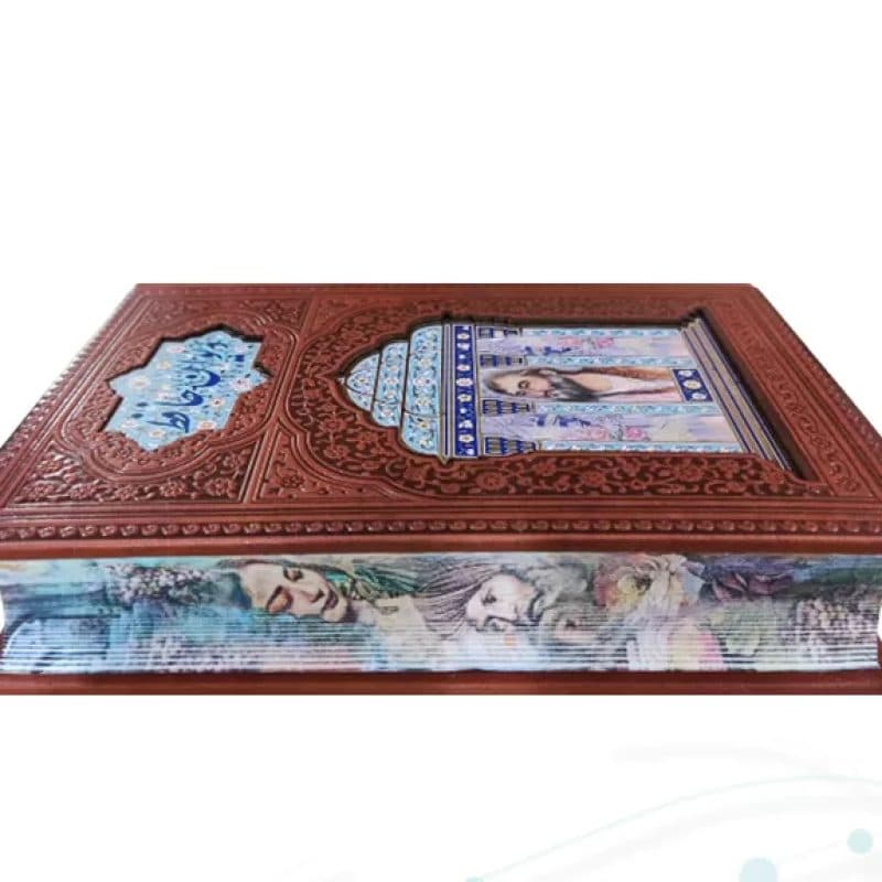 حافظ جیبی گلاسه تمام مصور چرم پلاک دار لبچاپ بدون قاب — تصویر ۳