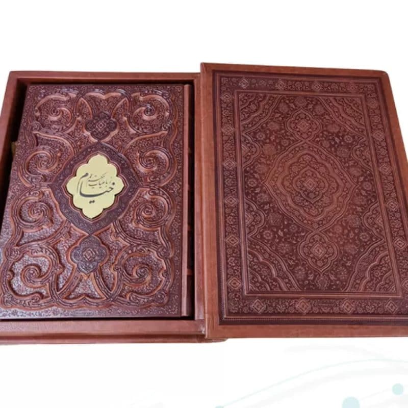 خیام وزیری معطر چرم جعبه دار برجسته پروانه نفیس — تصویر ۴
