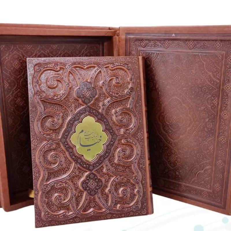 خیام وزیری معطر چرم جعبه دار برجسته پروانه نفیس — تصویر ۵