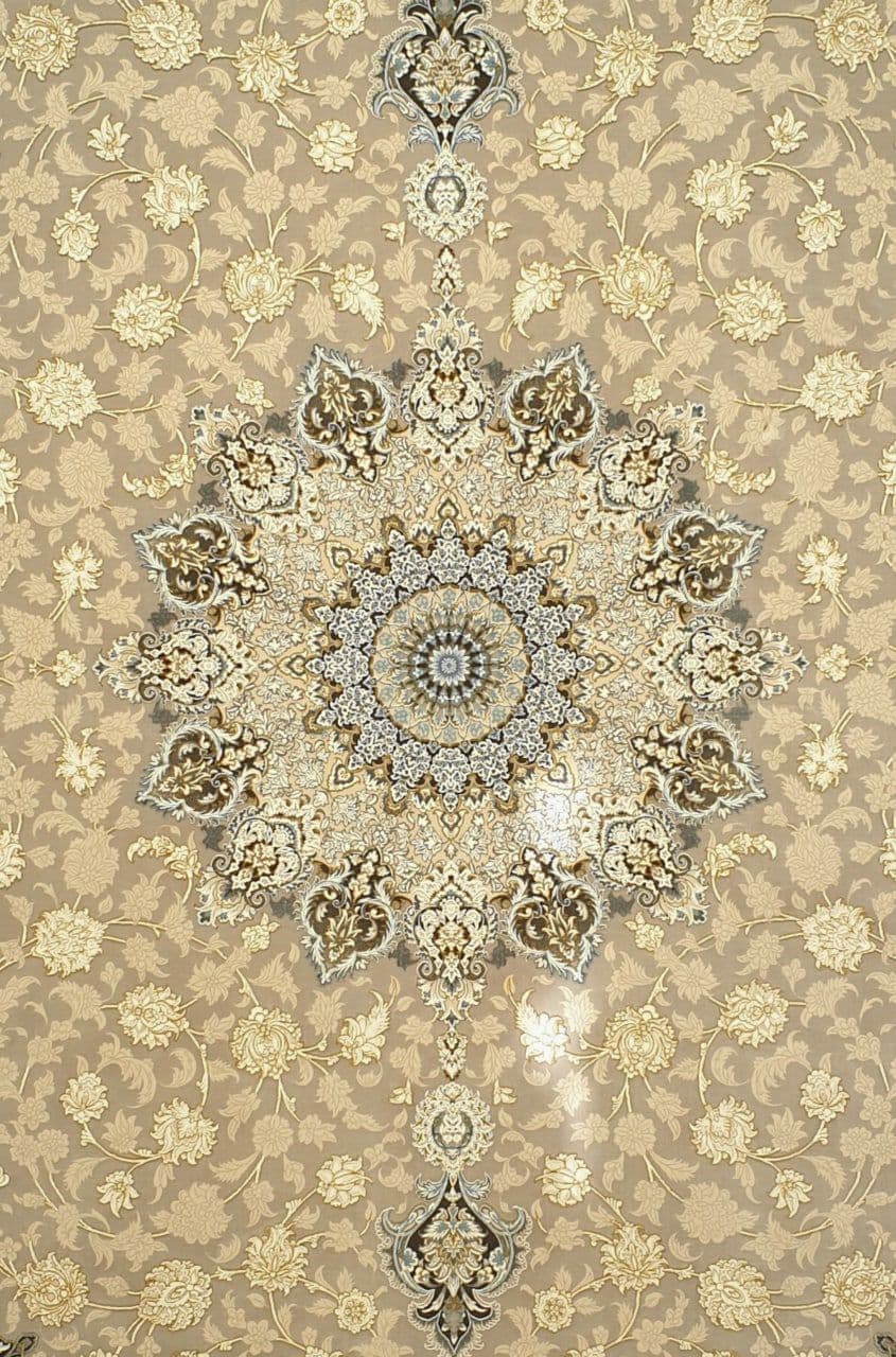 فرش ۱۲۰۰ شانه برجسته نقشه شمس زمینه نقره ای حاشیه نقره ای — تصویر ۳