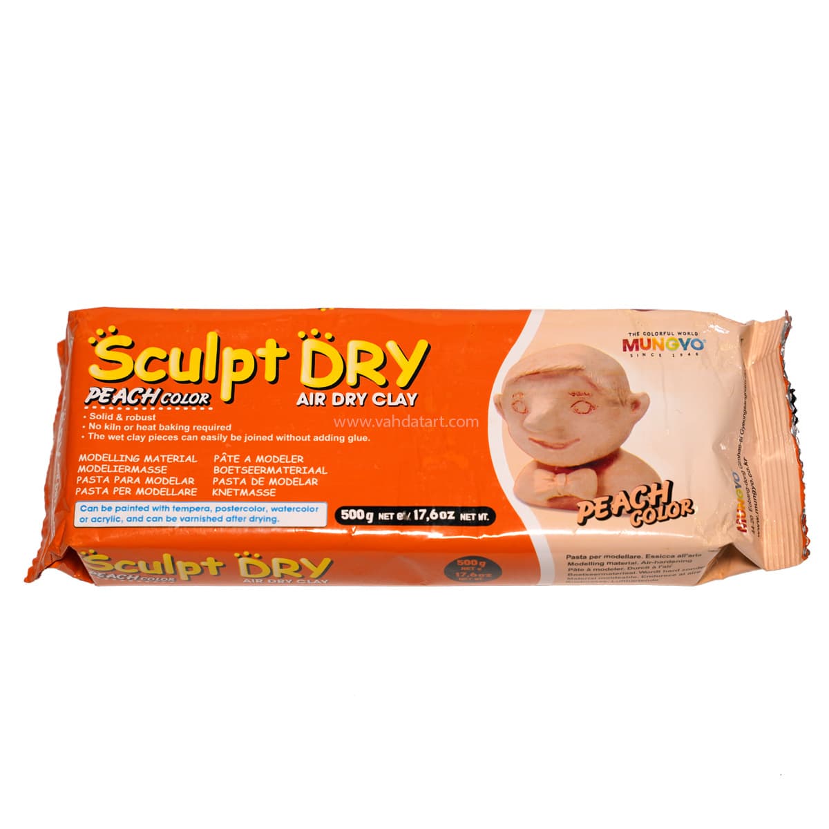 خمیر مجسمه سازی هوا خشک مونگیو 500 گرمی هلویی رنگ مدل Sculpt DRY