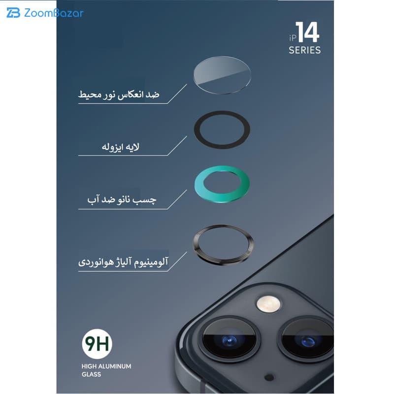 محافظ لنز دوربین گرین مدل Lens HD Plus مناسب برای گوشی موبایل اپل iphone 14 promax — تصویر ۳