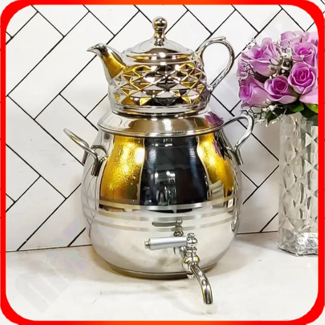 کتری قوری طرح توپی دسته استیل جور ناسیونال