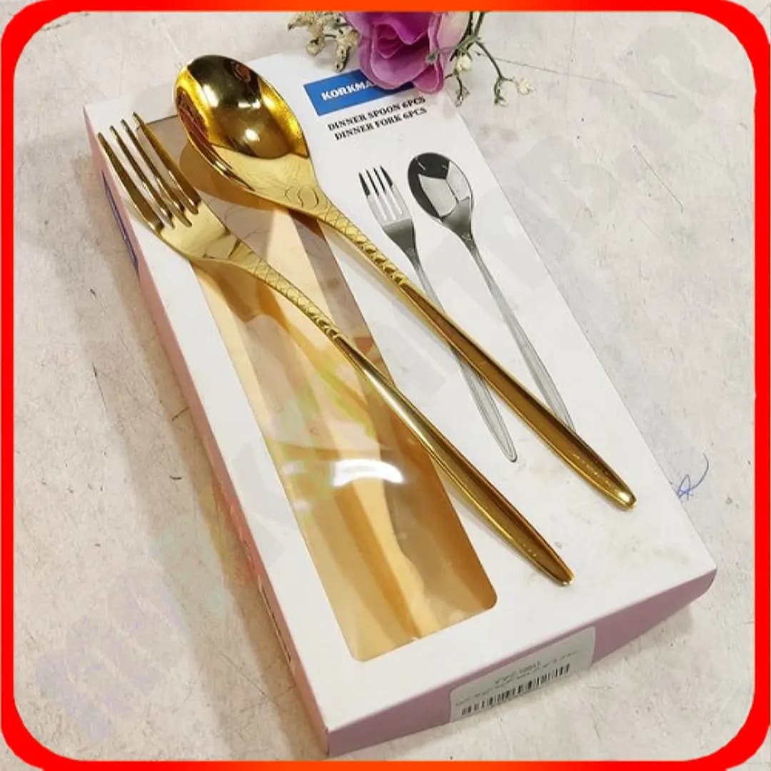 قاشق چنگال طلایی جعبه ای طرح دوخت کرکماز
