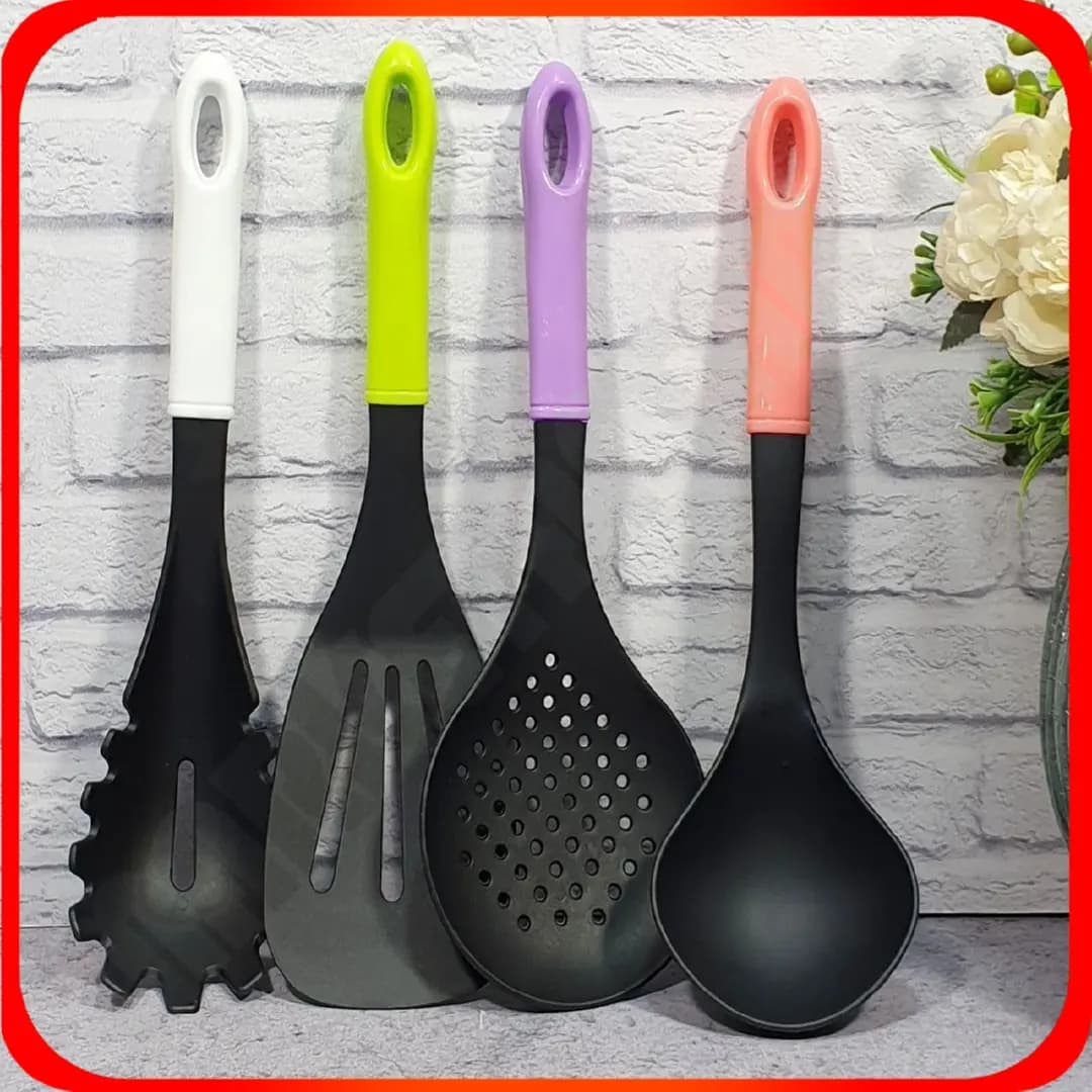 ست کفگیر ملاقه 4 عددی نسوز رنگی KITCHEN TOOLS