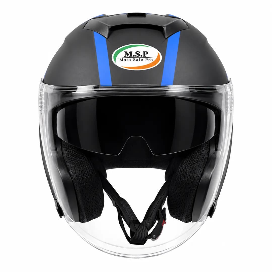 کلاه کاسکت بدون فک ام اس پی مدل 336MATT BLACK BLUE — تصویر ۵