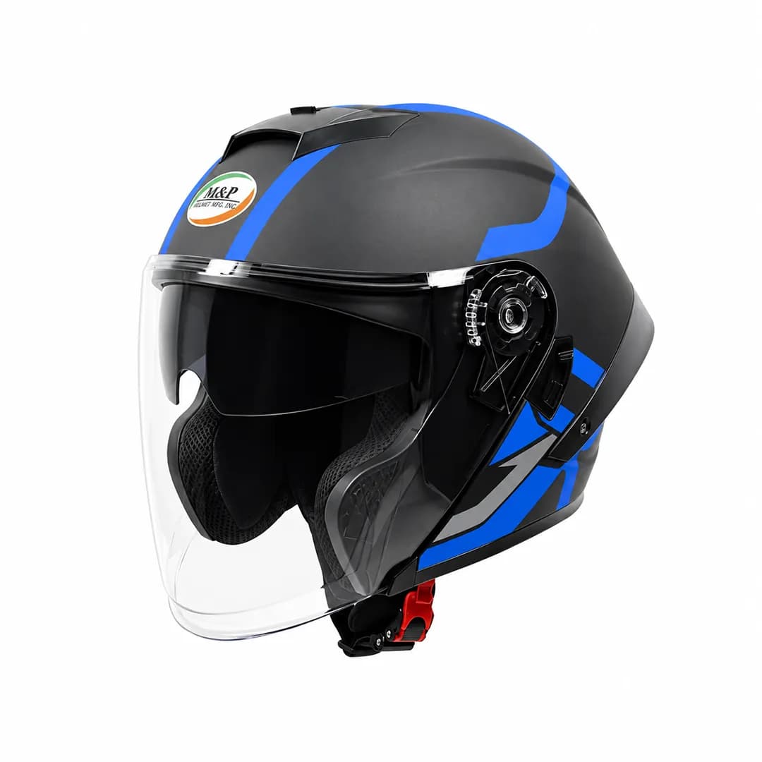 کلاه کاسکت بدون فک ام اس پی مدل 336MATT BLACK BLUE