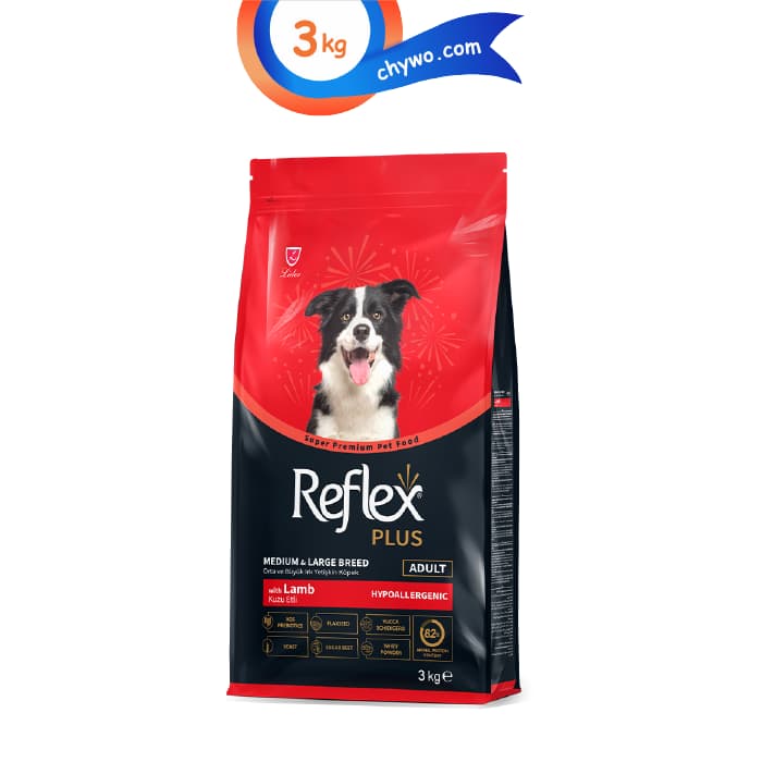 غذا خشک سگ بالغ نژاد متوسط و بزرگ رفلکس پلاس طعم گوشت بره وزن 3 کیلوگرم Reflex Plus Adult Lamb And Rice
