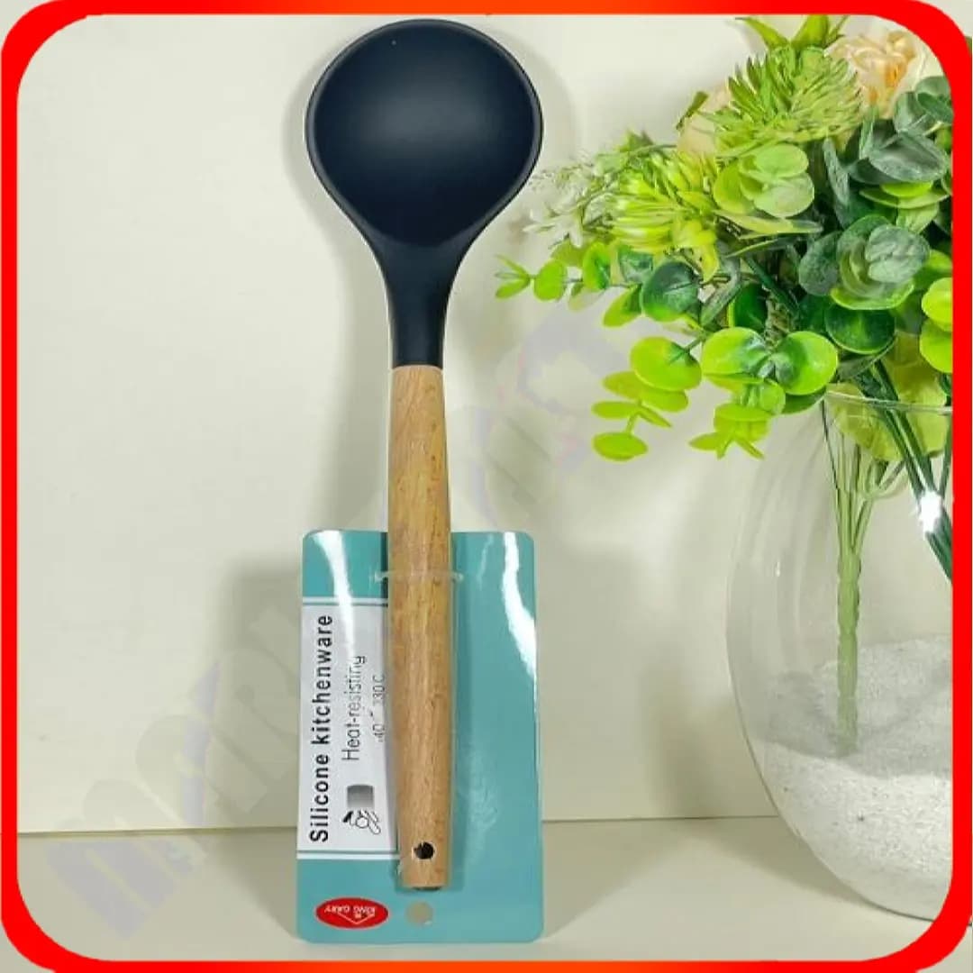 ملاقه دسته چوبی سیلکونی کینگ گری