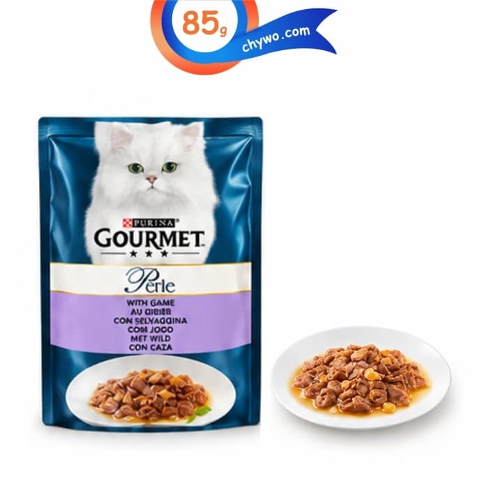 پوچ گربه بالغ گورمت پورینا طعم گوشت شکار وزن 85 گرم کد 103232 Purina Gourmet Perle