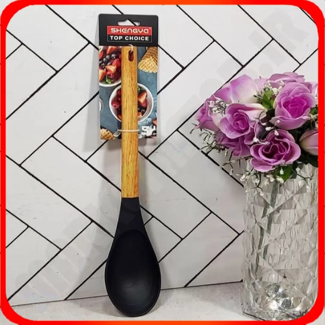 قاشق گود تفلون دسته 86B-3 چوب شنگیا