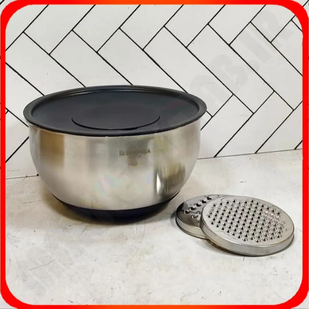 کاسه درب دار و رنده دار سایز 26 استیل M2982 زومبا