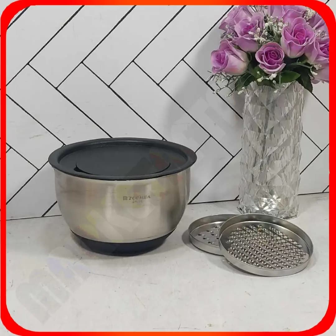 کاسه درب دار و رنده دار سایز 20 استیل M2982 زومبا