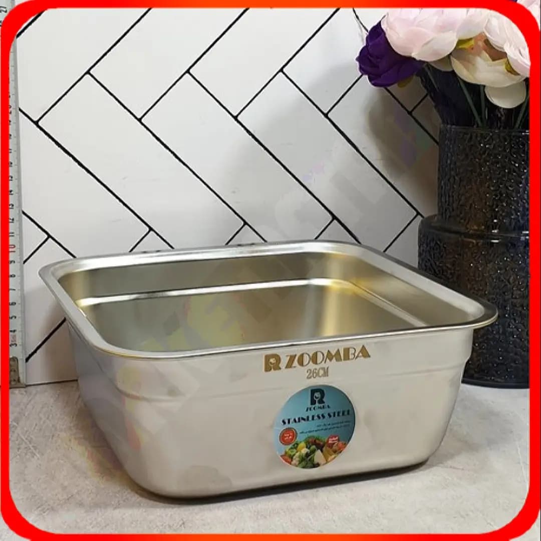 لگن مربع سایز 26 استیل نگیر M6601 زومبا