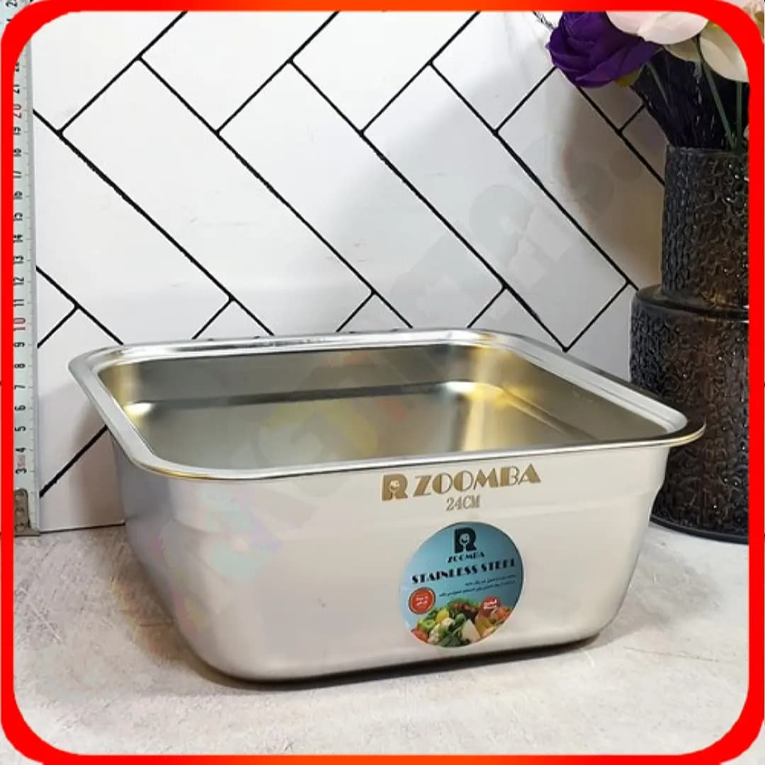 لگن مربع سایز 24 استیل نگیر M6601 زومبا