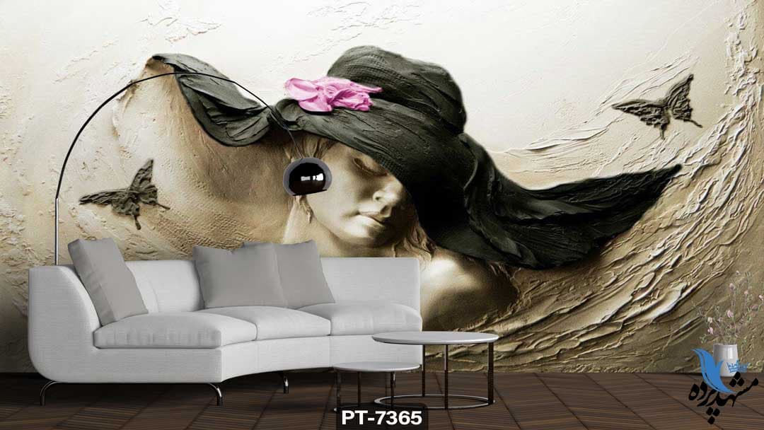 پوستر دیواری طرح مجسمه زن کلاهدار کد PT7365