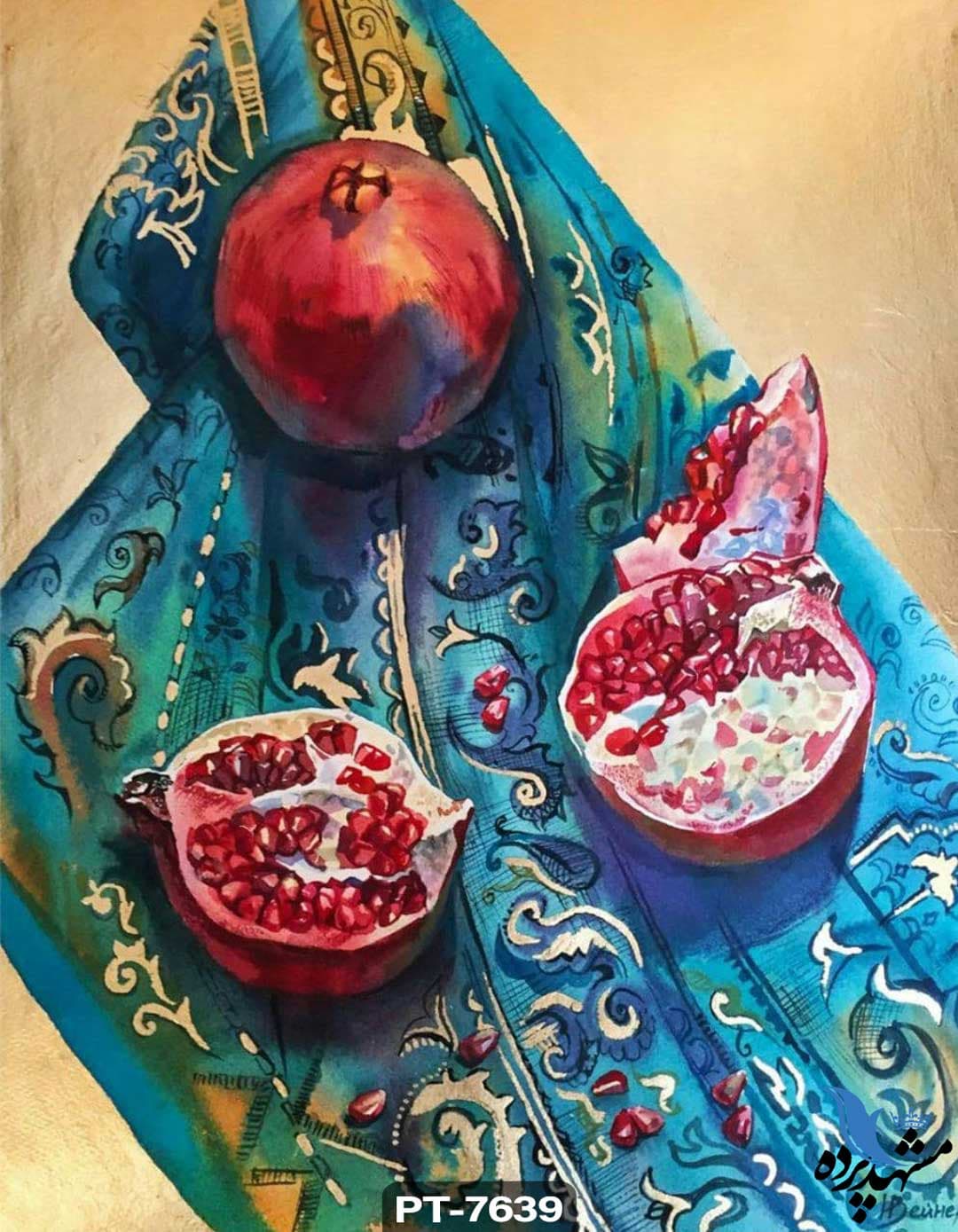 پوستر دیواری نقاشی طرح انار کد PT7639 — تصویر ۲