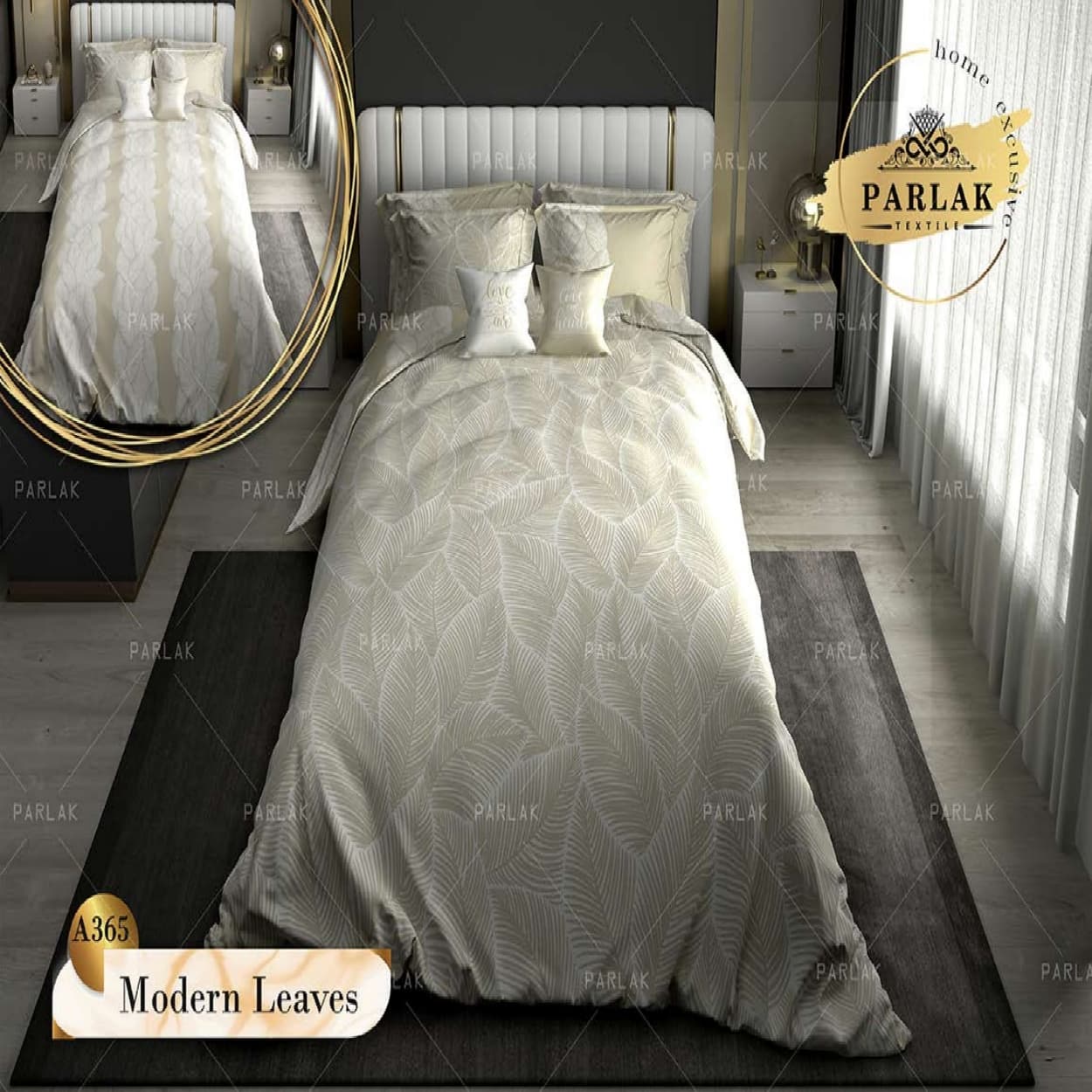 سرویس روتختی پارلاک دونفره دو رو مدل Modern Leaves کد A-365