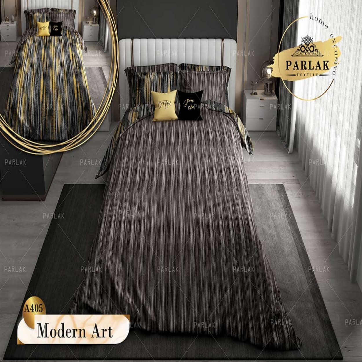 سرویس روتختی پارلاک دونفره دو رو مدل Modern art کد A-405 — تصویر ۲
