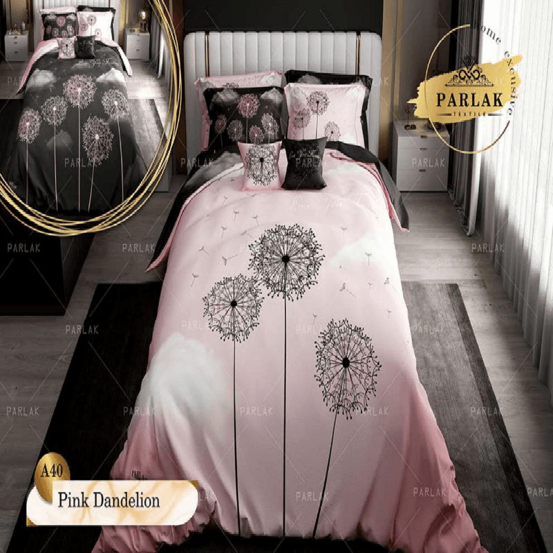 سرویس روتختی پارلاک دونفره دو رو مدل pink dandelion کد A-40 — تصویر ۲