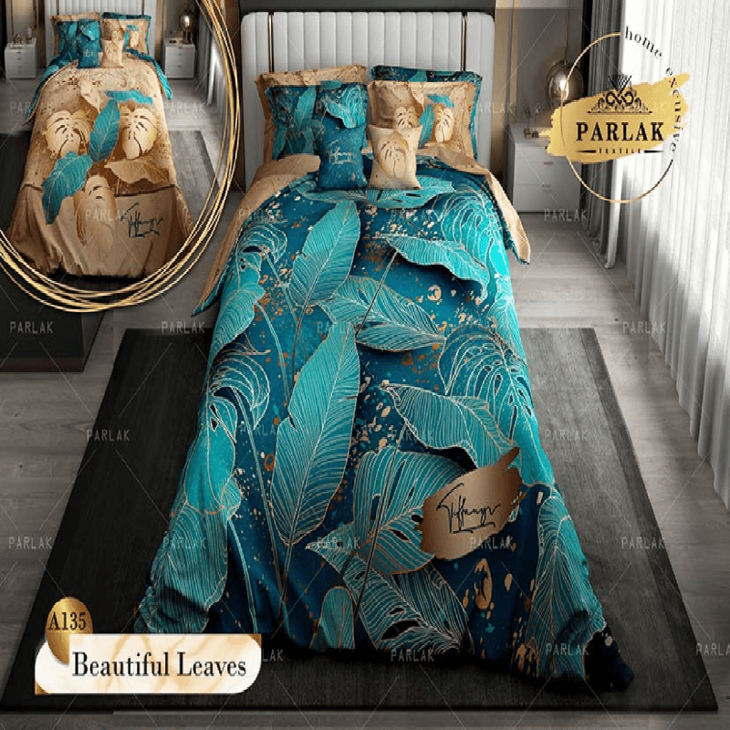 سرویس روتختی پارلاک دونفره دو رو مدل Beautiful Leaves کد A-135