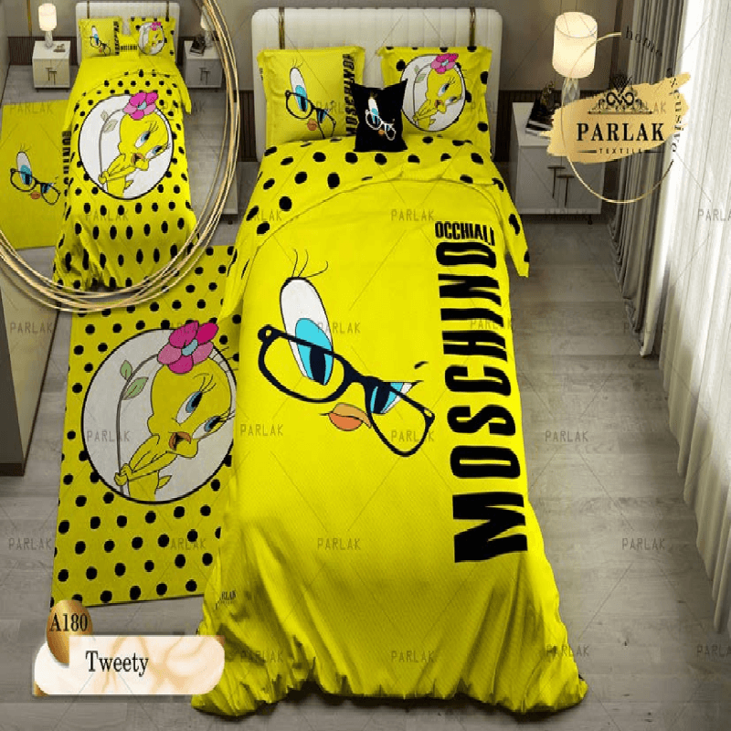 سرویس روتختی پارلاک یکنفره دو رو مدل tweety کد A-180 — تصویر ۲