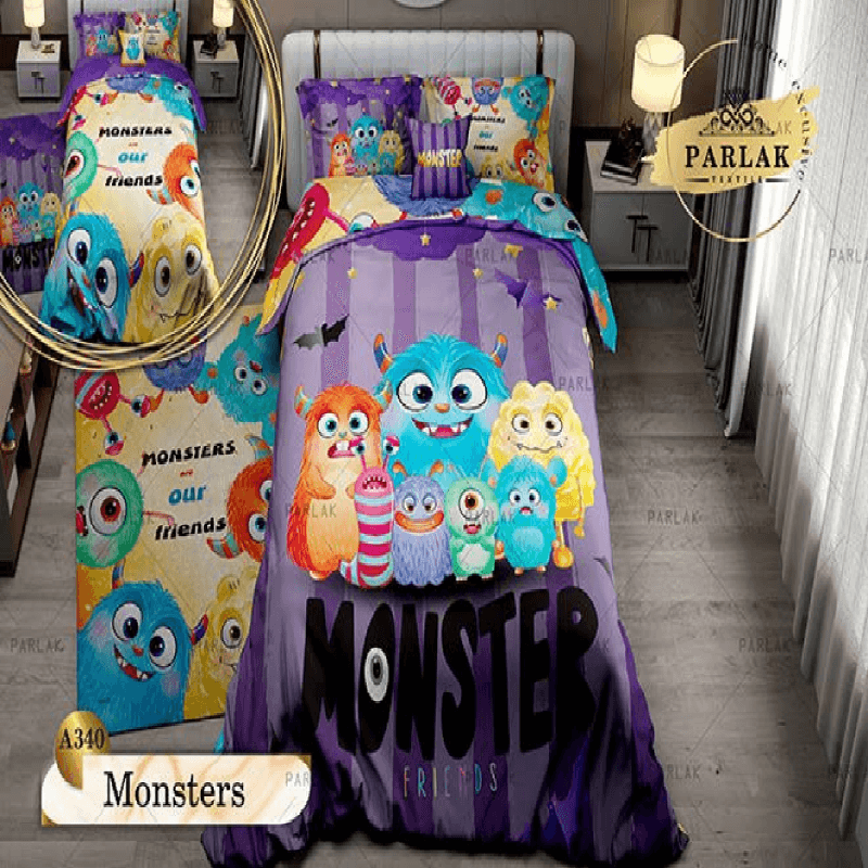 سرویس روتختی پارلاک یکنفره دو رو مدل monsters کد A-340 — تصویر ۲