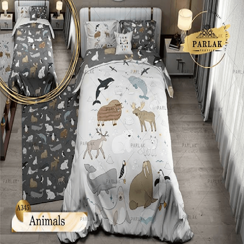 سرویس روتختی پارلاک یکنفره دو رو مدل animals کد A-345