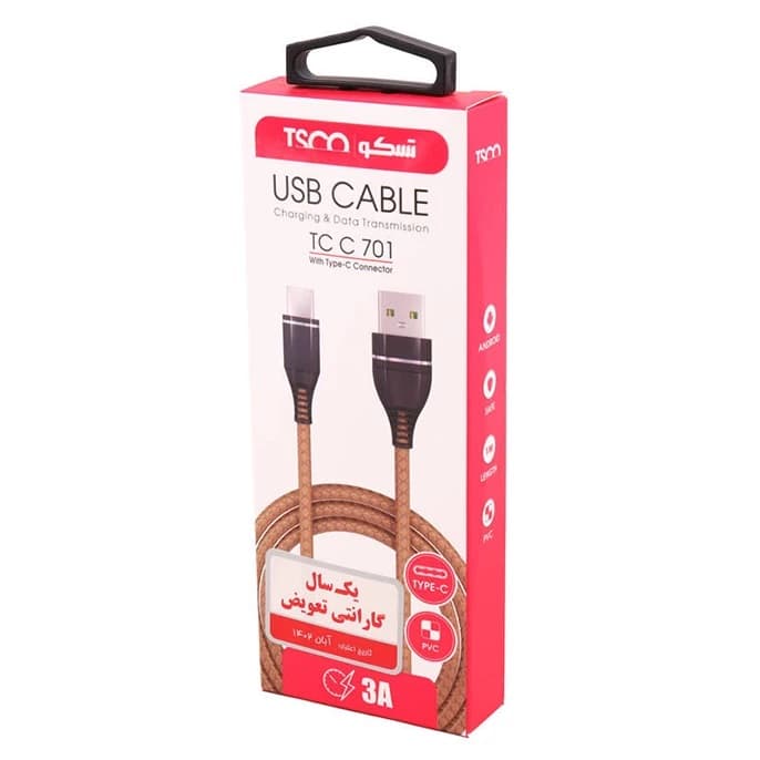 کابل شارژ تایپ سی تسکو مدل TSCO TC C701 — تصویر ۴