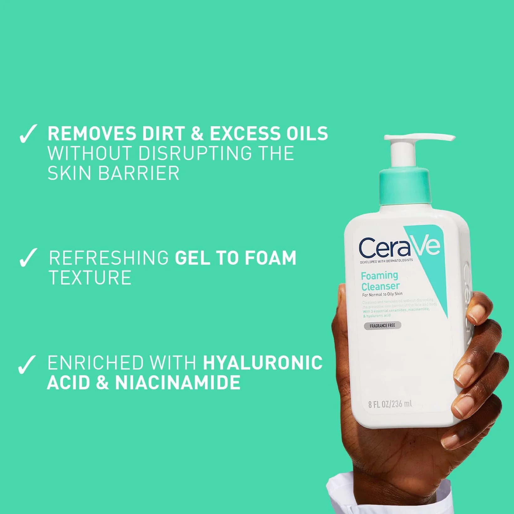 شوینده فومی سراوی (CeraVe) ۲۳۶ میلی‌لیتر — تصویر ۴