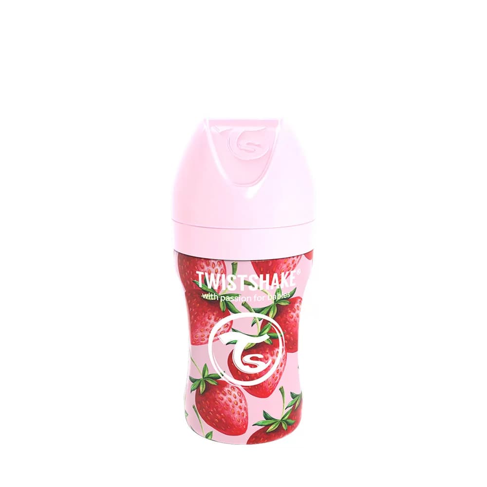شیشه شیر استیل 260 میلی لیتر طرح توت فرنگی تویست شیک twistshake — تصویر ۲