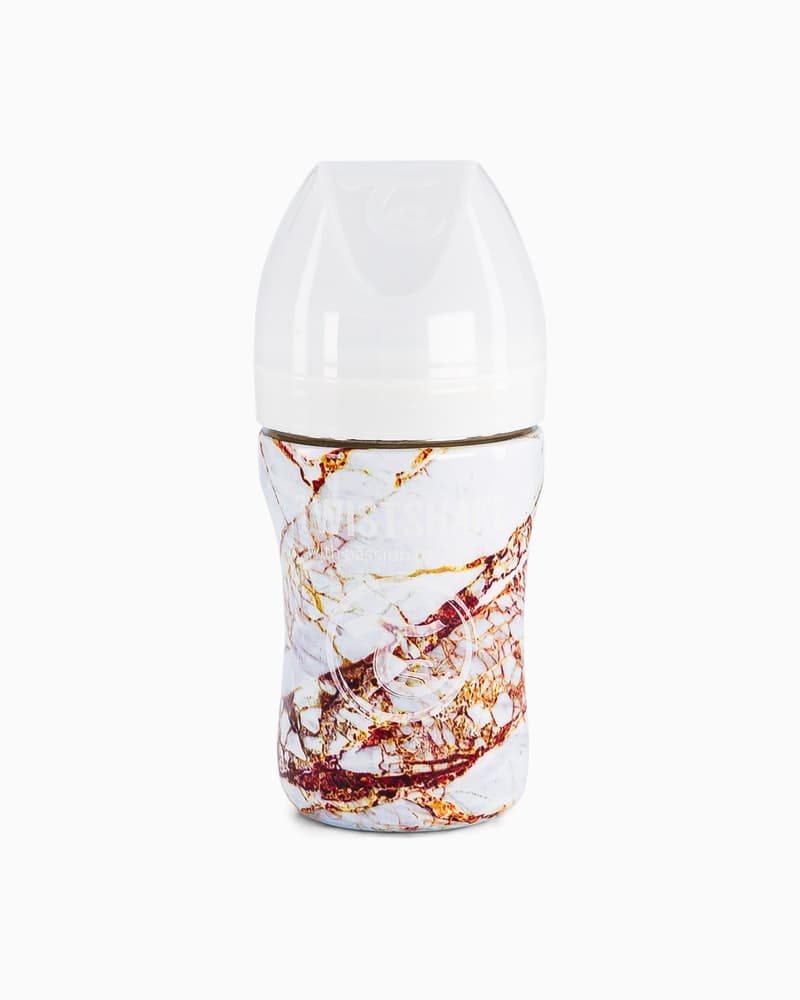 شیشه شیر استیل 260 میلی لیتر ماربل سفید تویست شیک twistshake — تصویر ۲