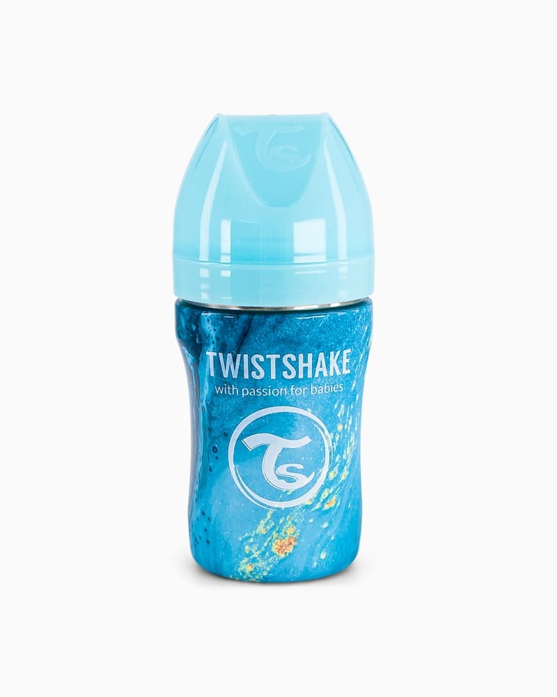 شیشه شیر استیل 260 میلی لیتر ماربل آبی تویست شیک twistshake (کپی) — تصویر ۲