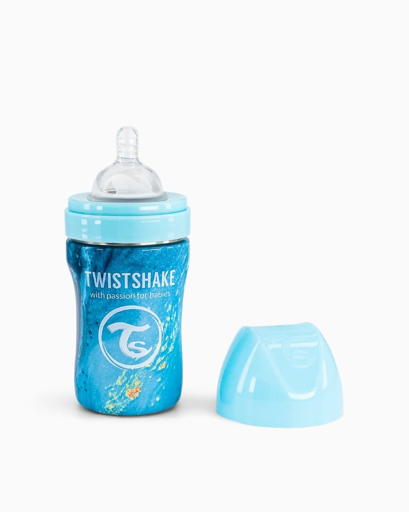شیشه شیر استیل 260 میلی لیتر ماربل آبی تویست شیک twistshake (کپی)
