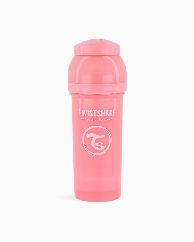 شیشه شیر آنتی کولیک صورتی پاستل تویست شیک twistshake ظرفیت 260 میلی لیتر — تصویر ۲