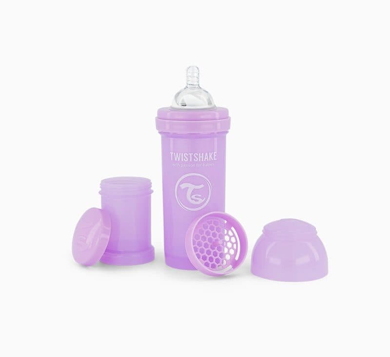 شیشه شیر آنتی کولیک بنفش پاستل تویست شیک twistshake ظرفیت 260 میلی لیتر