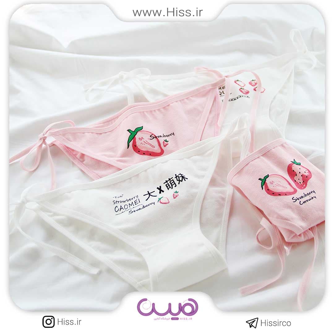 شورت نخی گره ای توت فرنگی